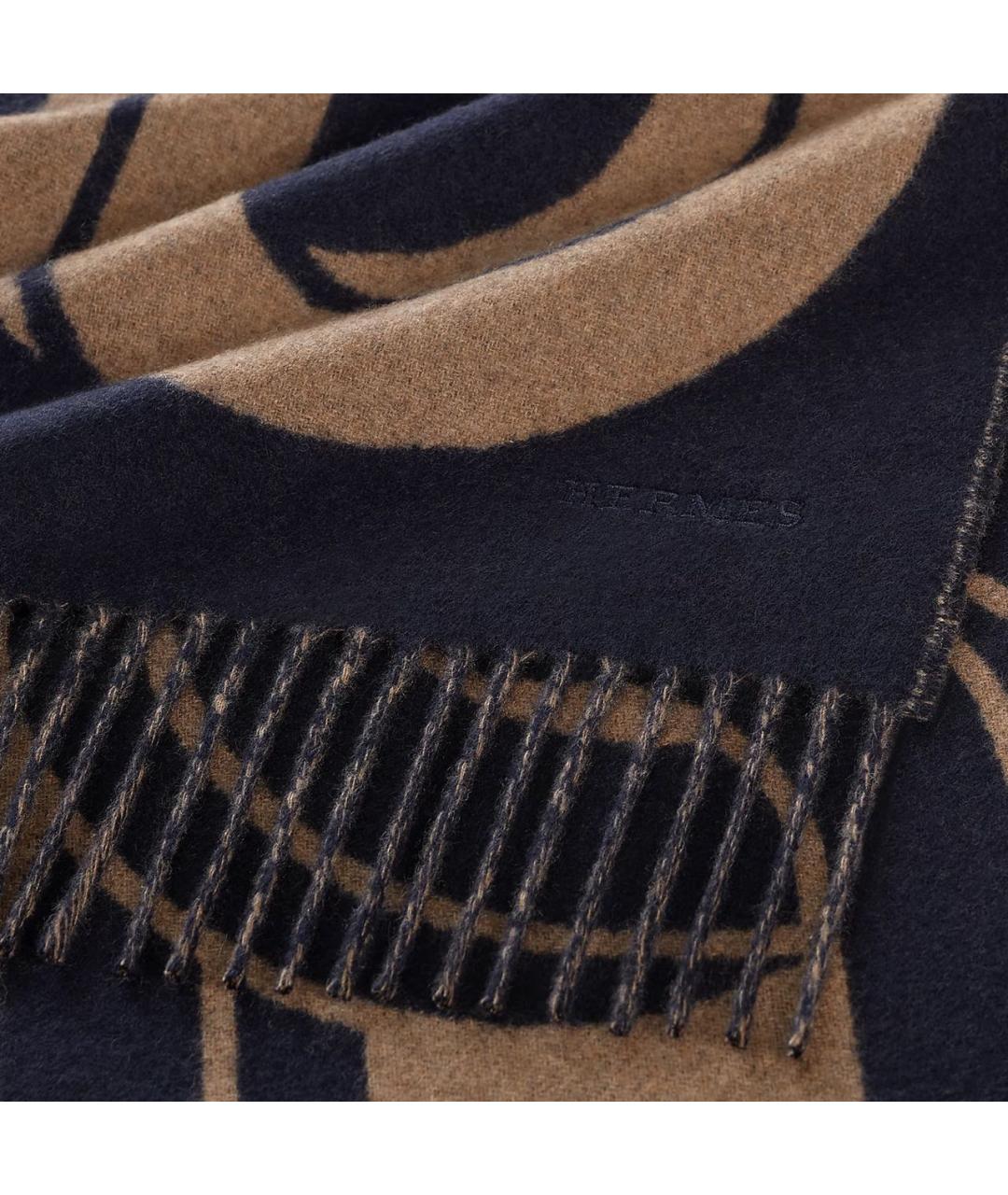 HERMES Коричневый кашемировый шарф, фото 2