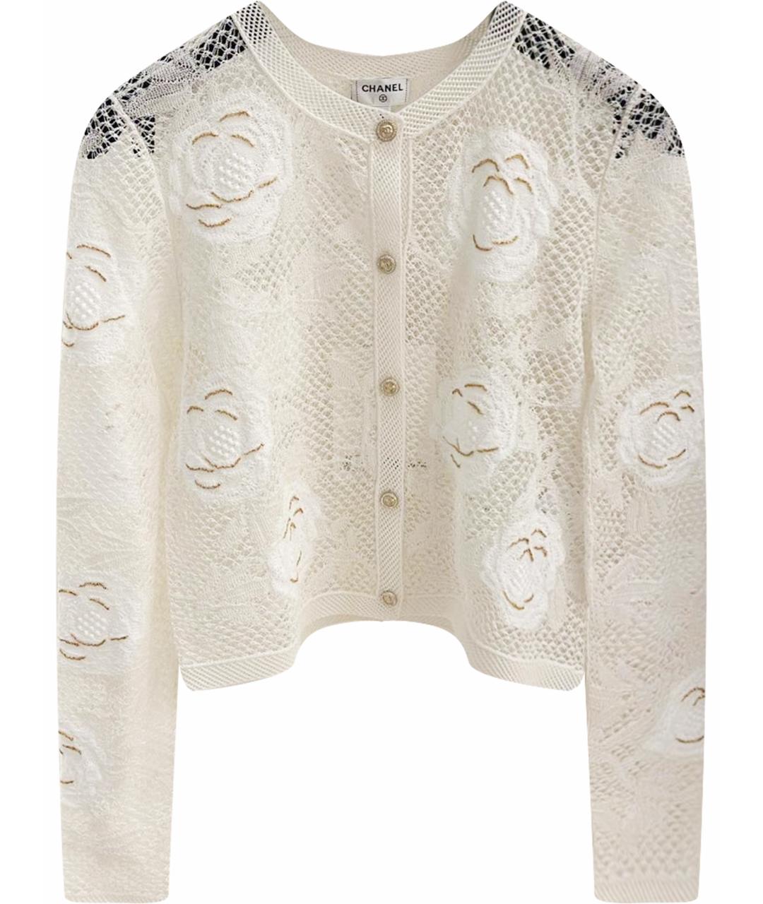 CHANEL Белый хлопковый кардиган, фото 1