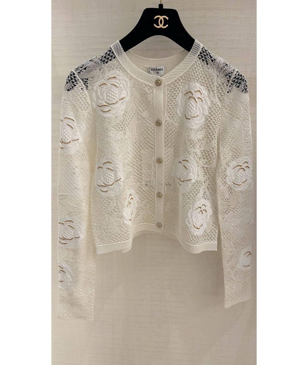 CHANEL Белый хлопковый кардиган, фото 4