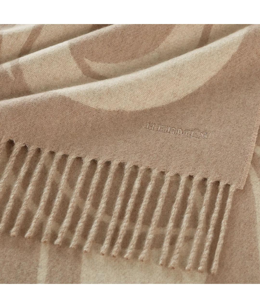 HERMES Бежевый кашемировый шарф, фото 2