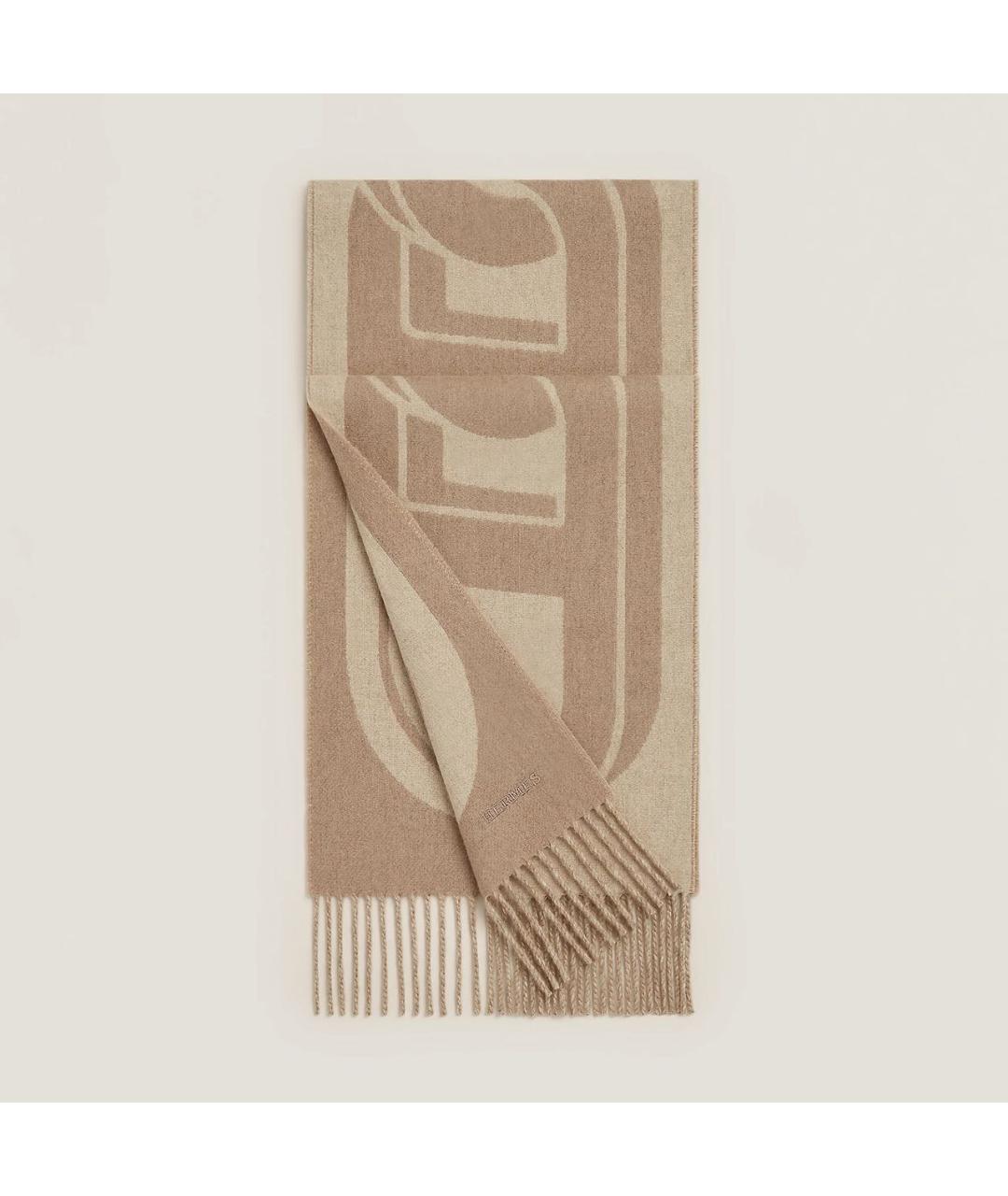 HERMES Бежевый кашемировый шарф, фото 4
