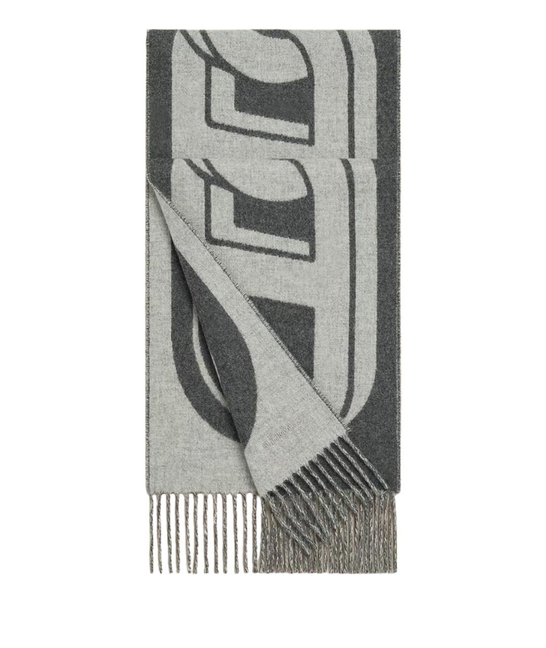 HERMES Серый кашемировый шарф, фото 1