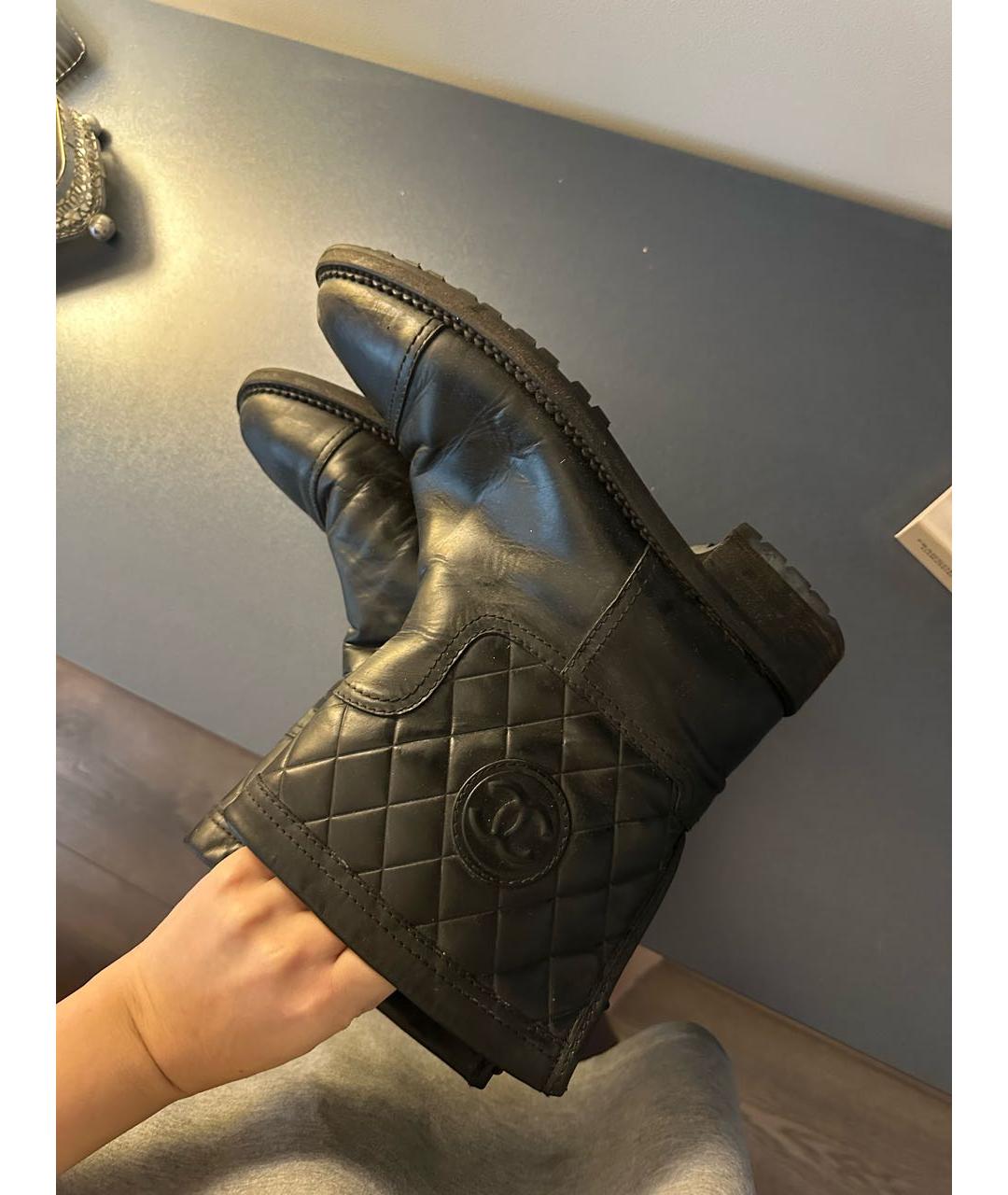 CHANEL Черные кожаные полусапоги, фото 4