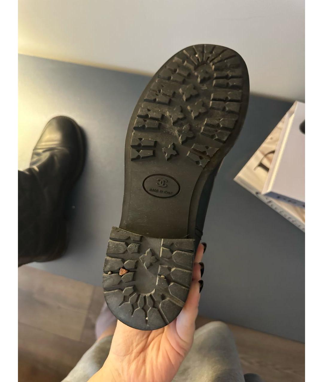 CHANEL Черные кожаные полусапоги, фото 7