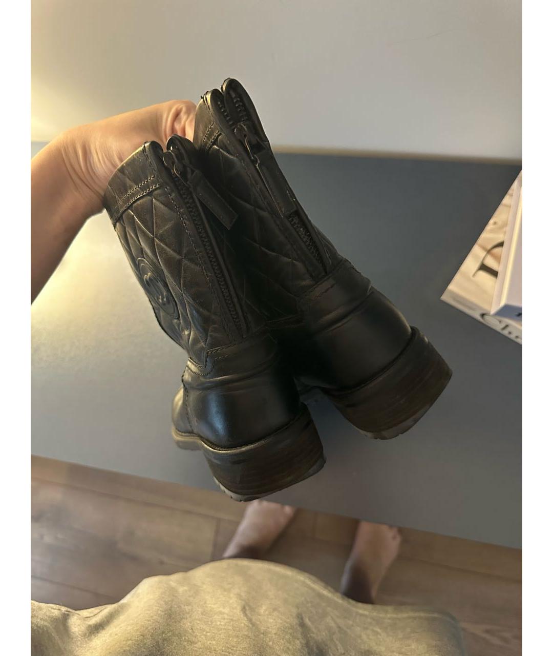 CHANEL Черные кожаные полусапоги, фото 5