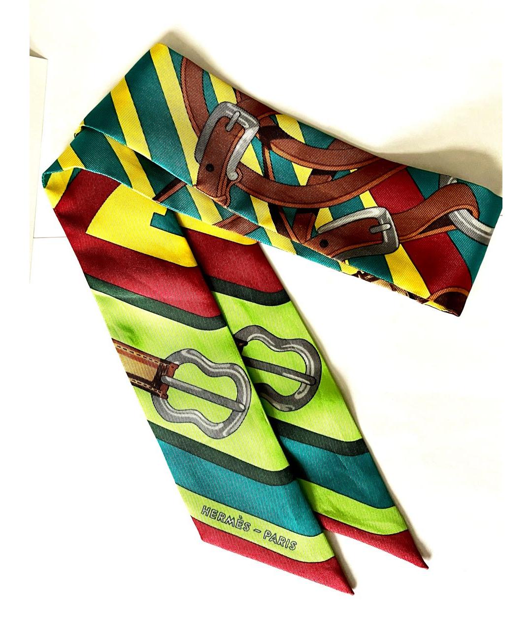 HERMES Мульти шелковый платок, фото 4