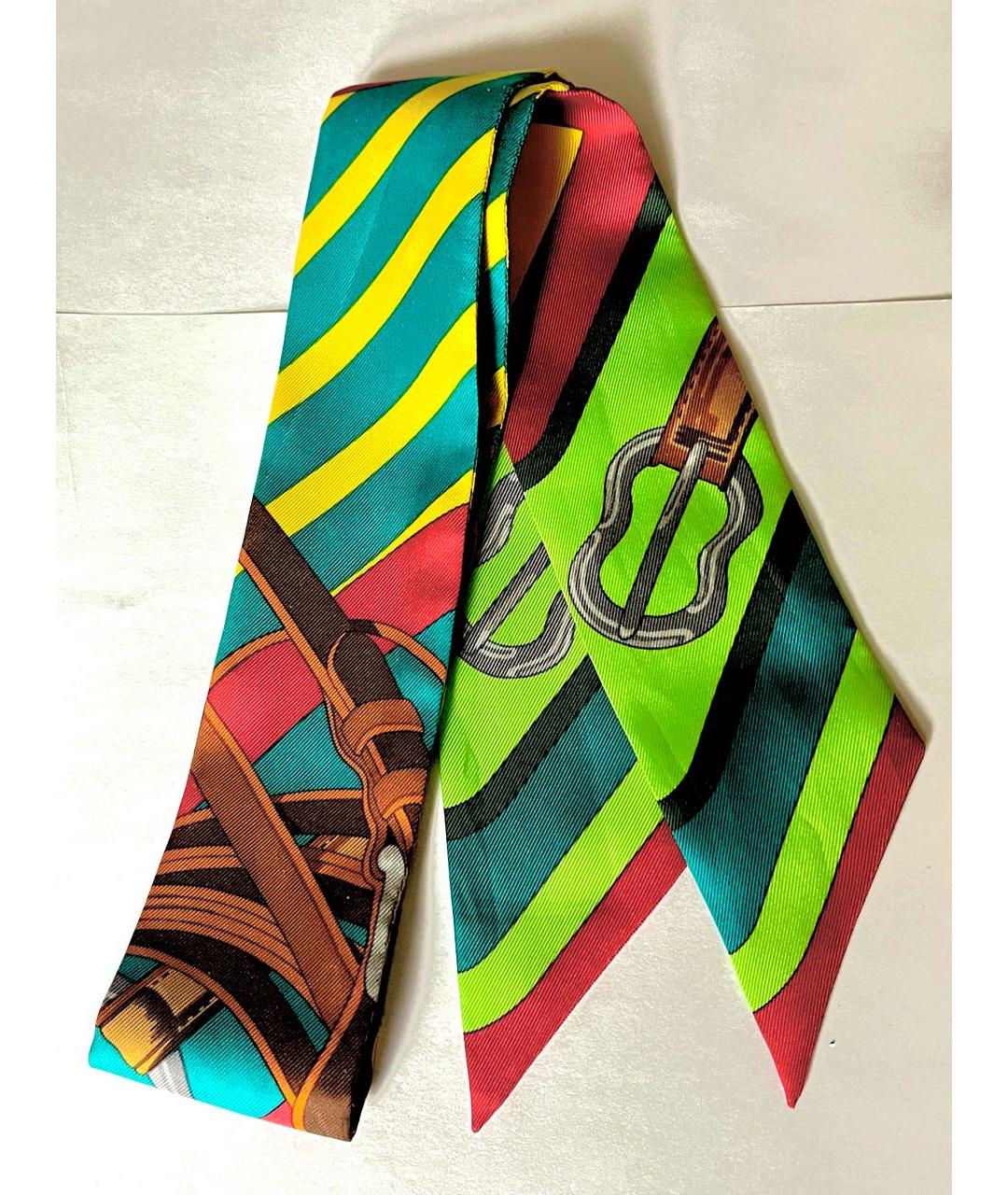 HERMES Мульти шелковый платок, фото 8