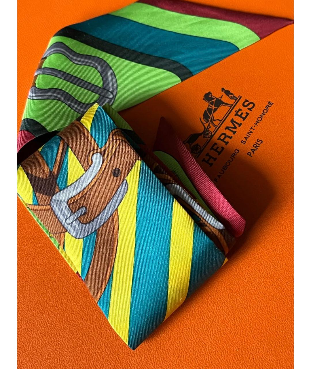 HERMES Мульти шелковый платок, фото 5