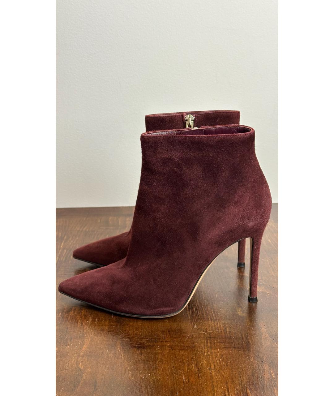 GIANVITO ROSSI Бордовые замшевые ботильоны, фото 6