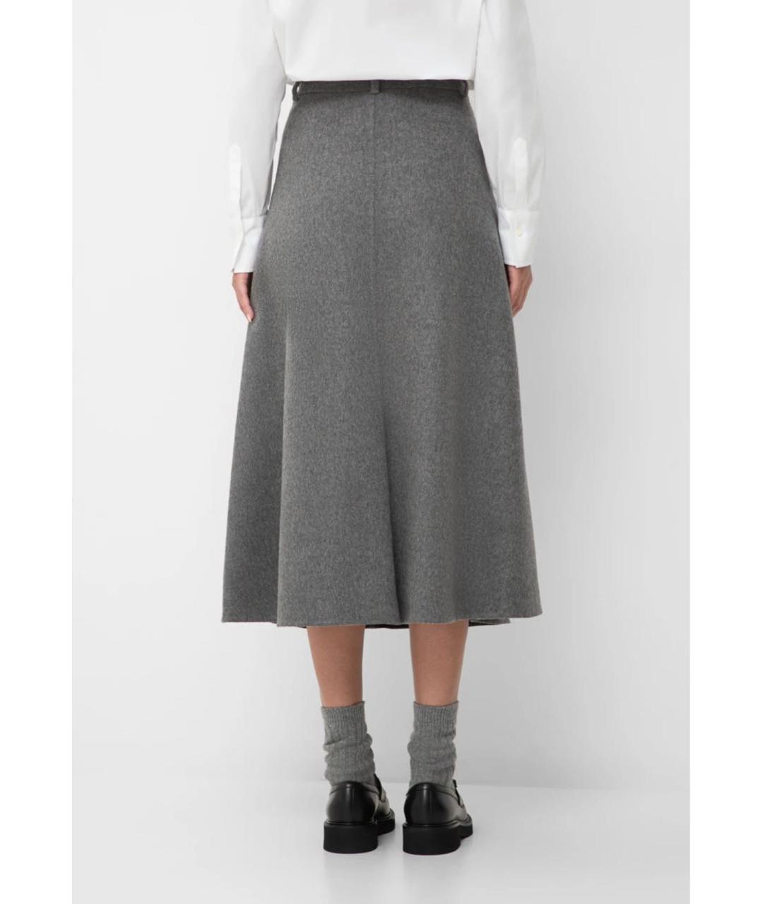 BRUNELLO CUCINELLI Серая шерстяная юбка миди, фото 4