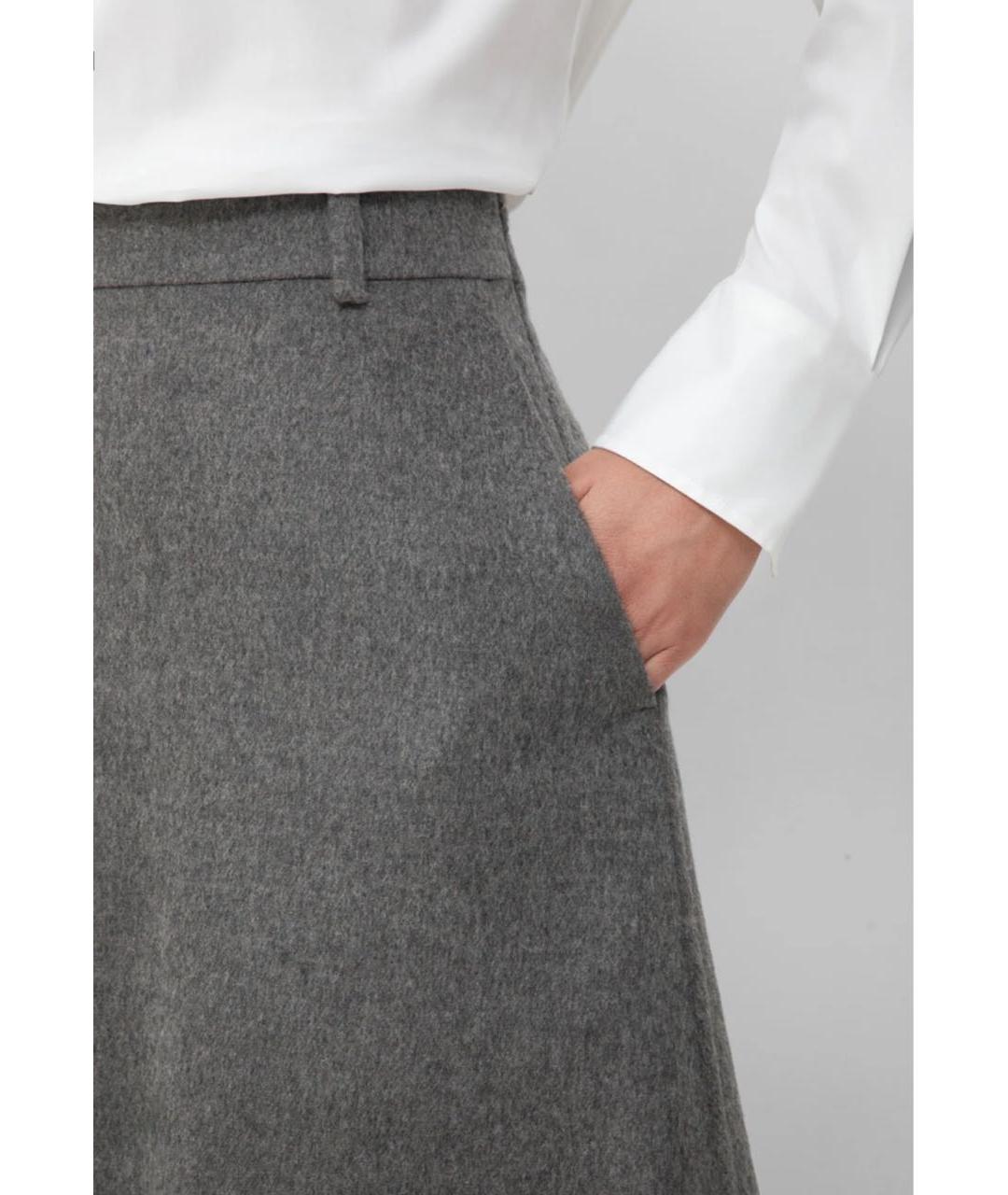 BRUNELLO CUCINELLI Серая шерстяная юбка миди, фото 5