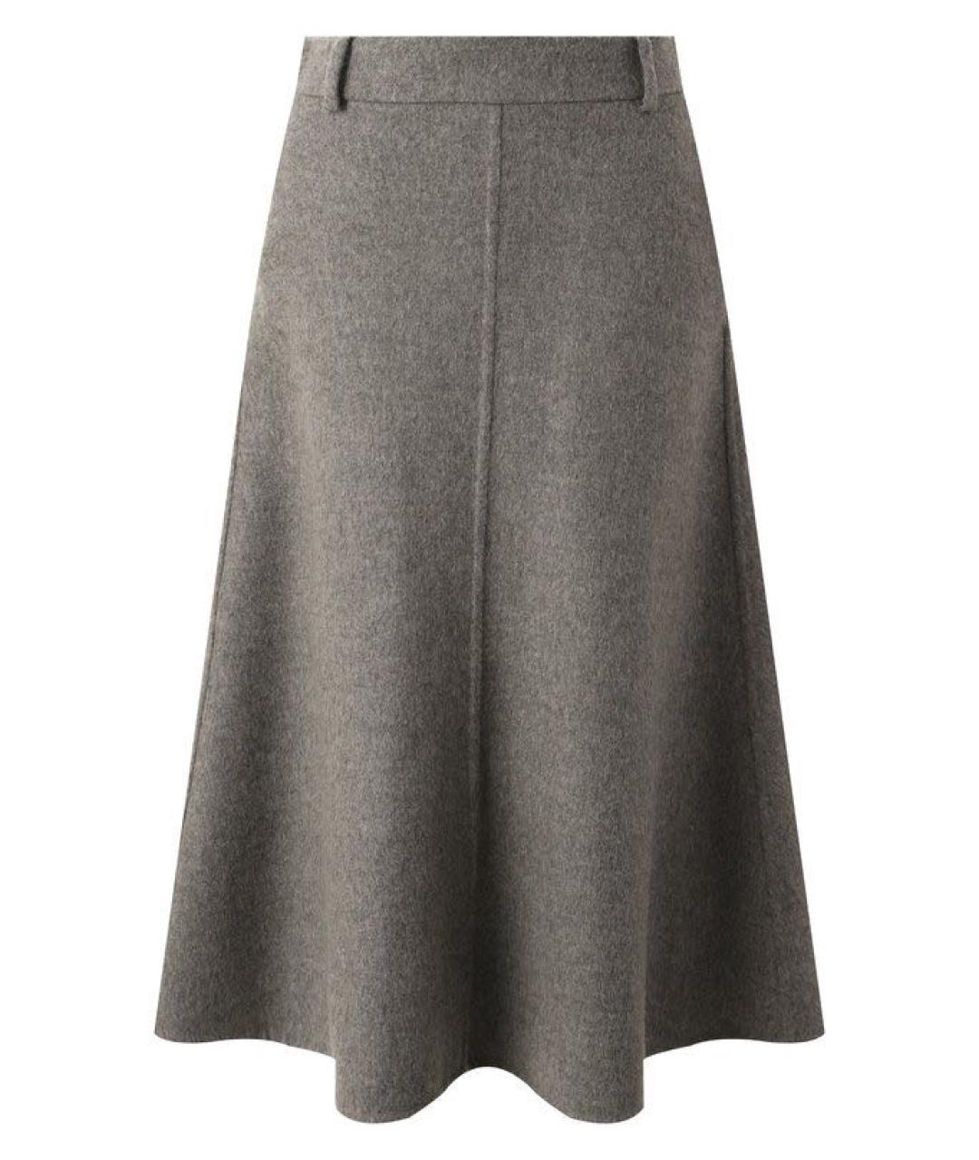 BRUNELLO CUCINELLI Серая шерстяная юбка миди, фото 1