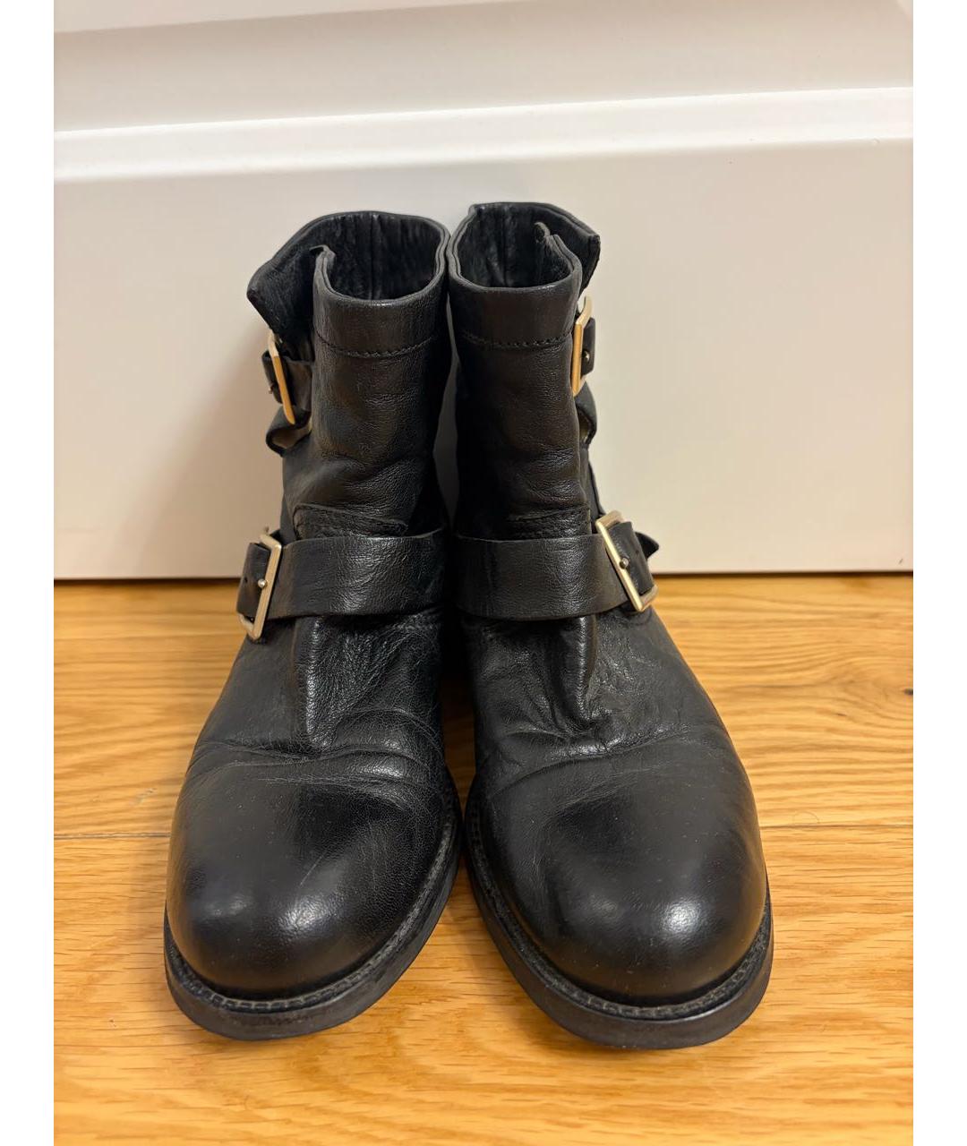 JIMMY CHOO Черные кожаные ботинки, фото 2