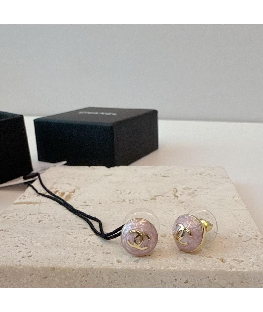 CHANEL Розовые металлические серьги, фото 2