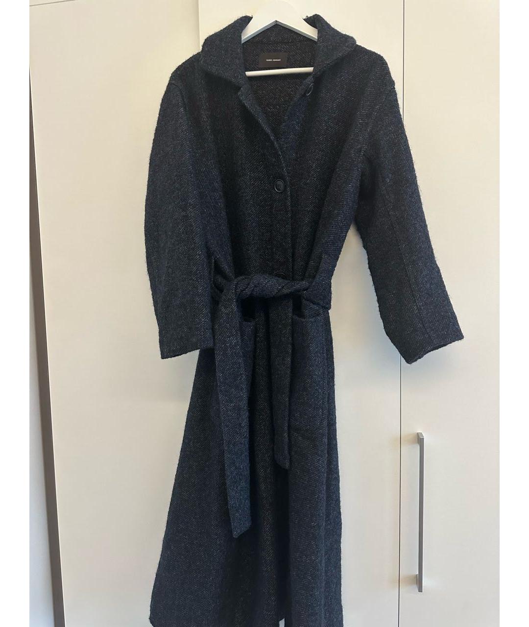 ISABEL MARANT Темно-синее шерстяное пальто, фото 7