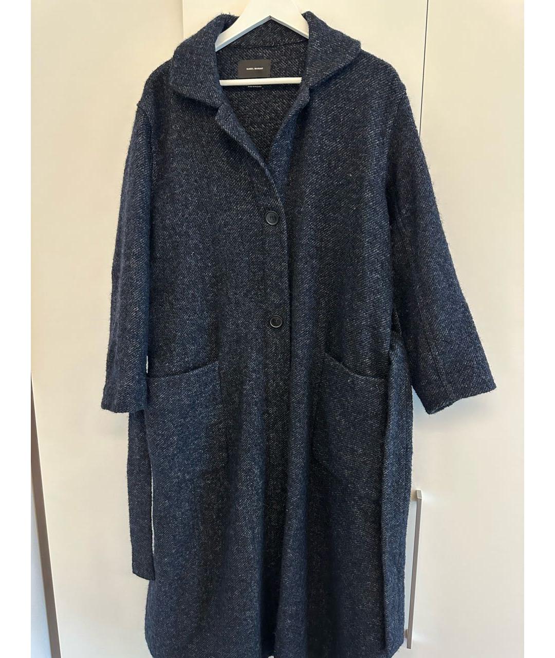 ISABEL MARANT Темно-синее шерстяное пальто, фото 2