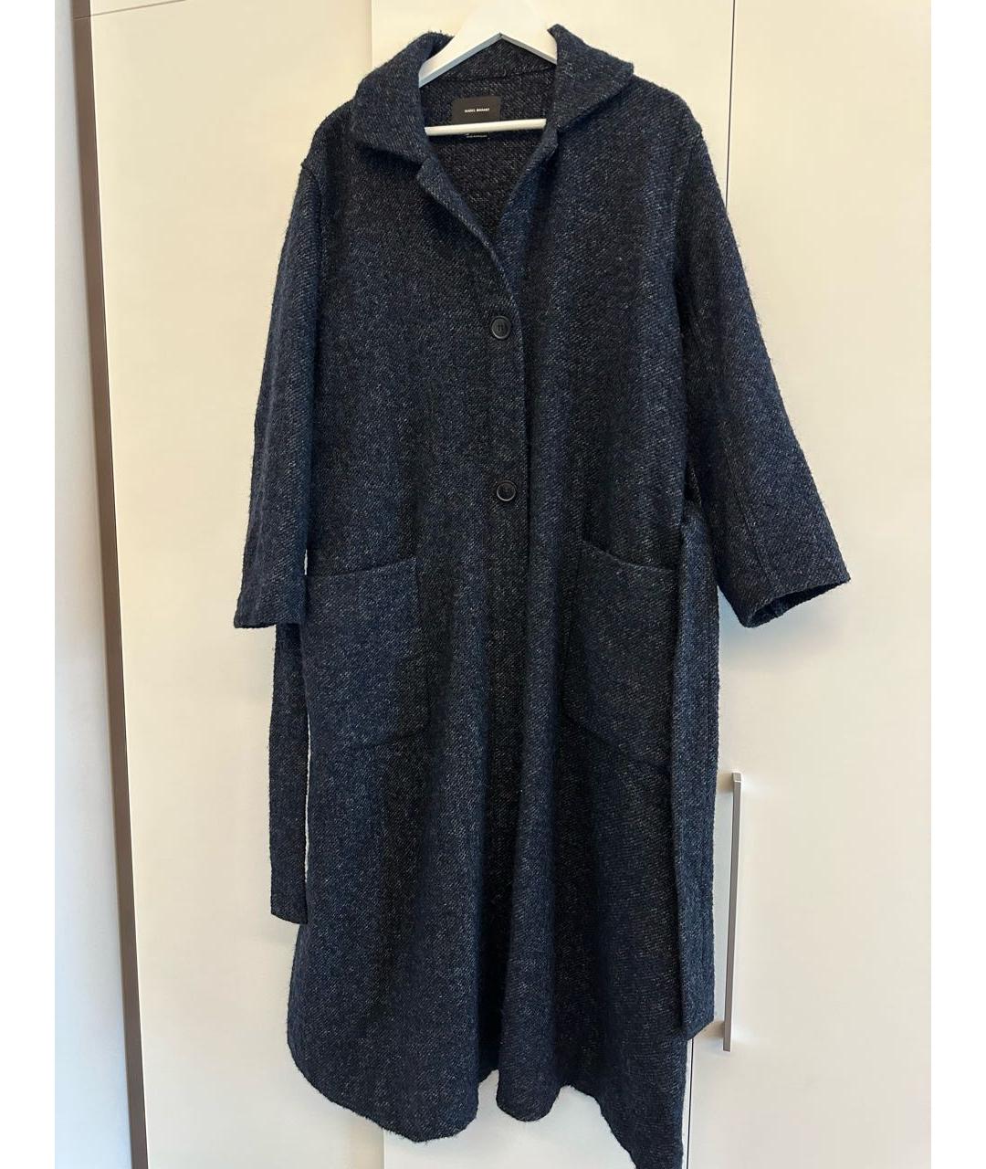 ISABEL MARANT Темно-синее шерстяное пальто, фото 8