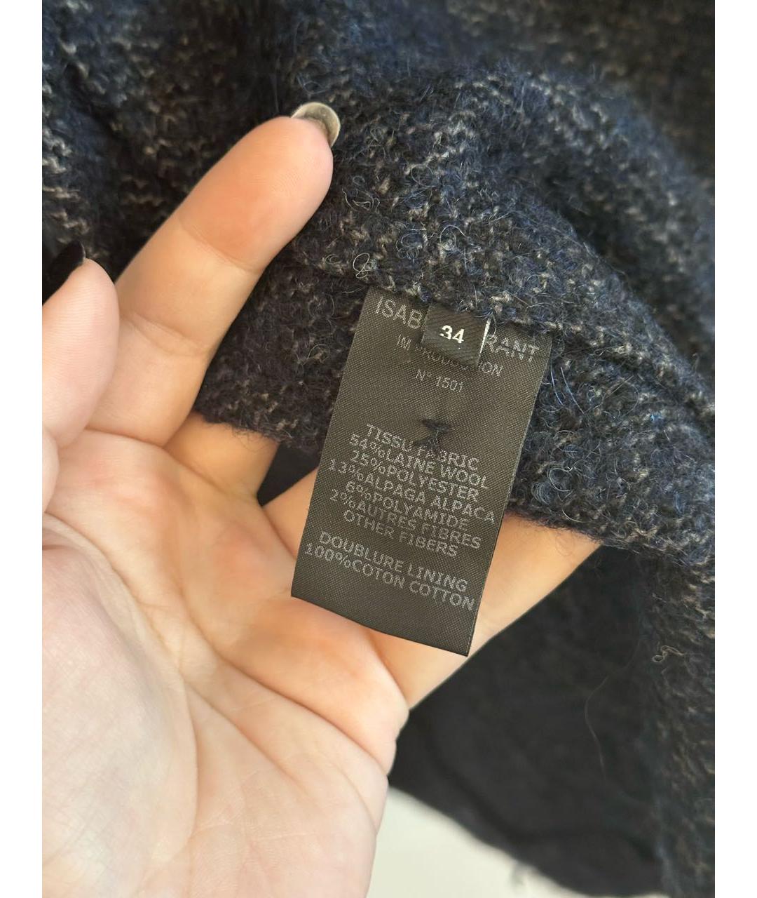 ISABEL MARANT Темно-синее шерстяное пальто, фото 4