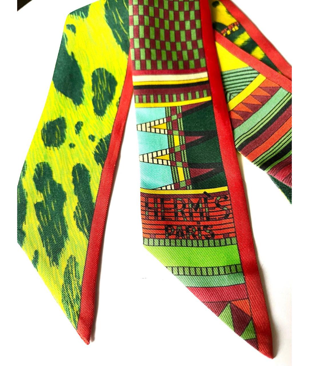 HERMES Мульти шелковый платок, фото 5