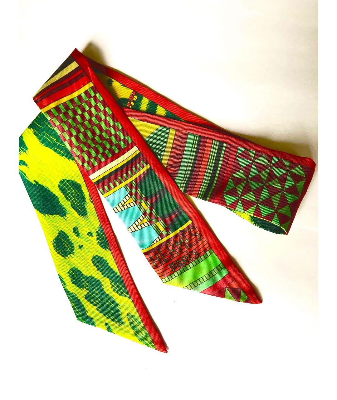 HERMES Мульти шелковый платок, фото 9