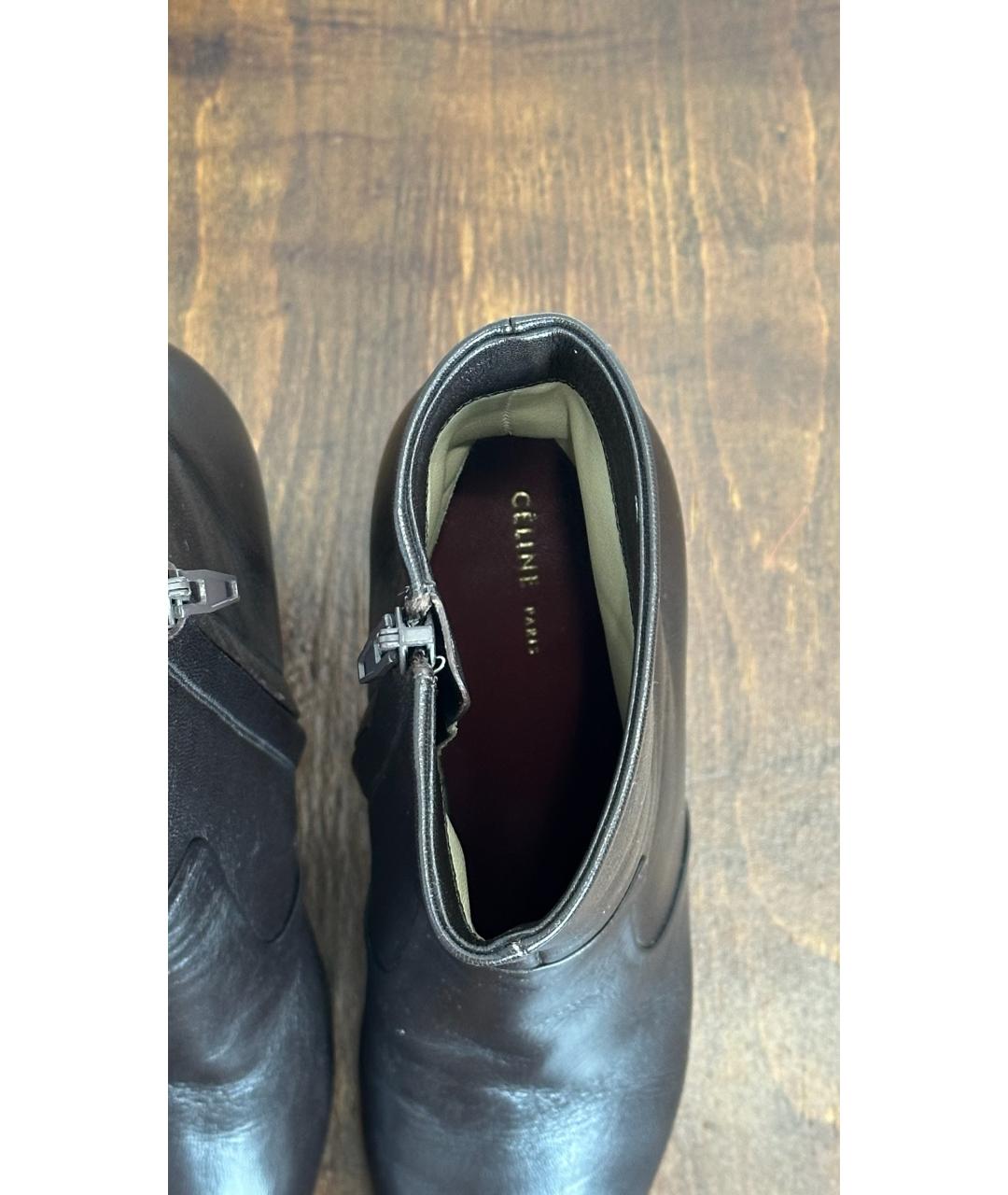 CELINE Коричневые кожаные ботильоны, фото 3