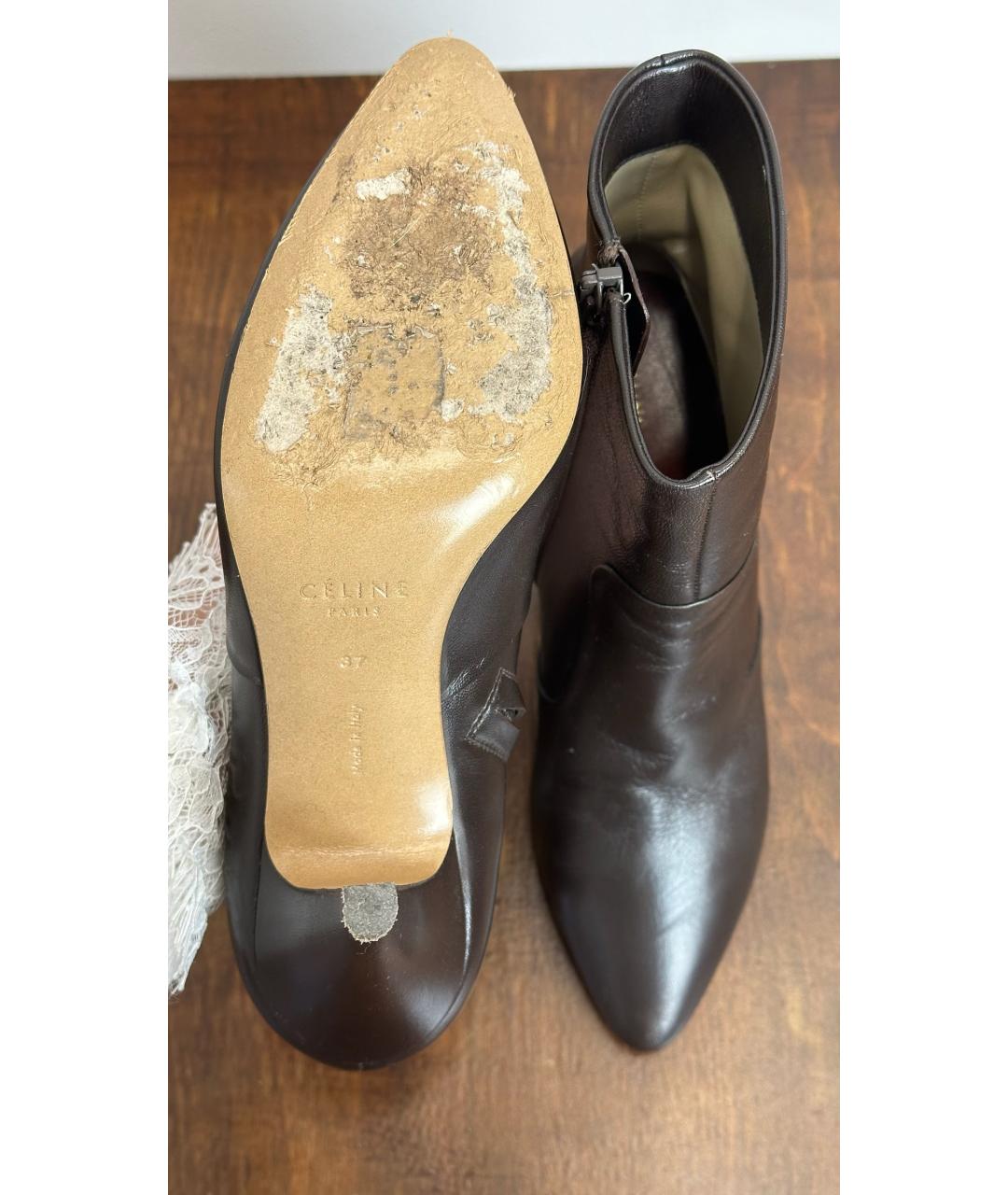 CELINE Коричневые кожаные ботильоны, фото 5