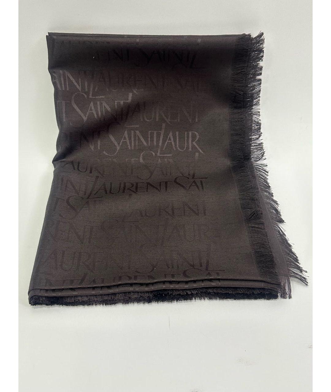 SAINT LAURENT Черный шерстяной платок, фото 8