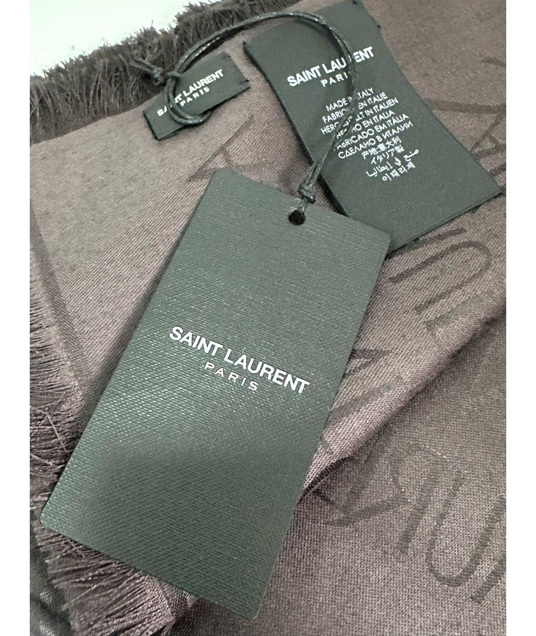 SAINT LAURENT Черный шерстяной платок, фото 3