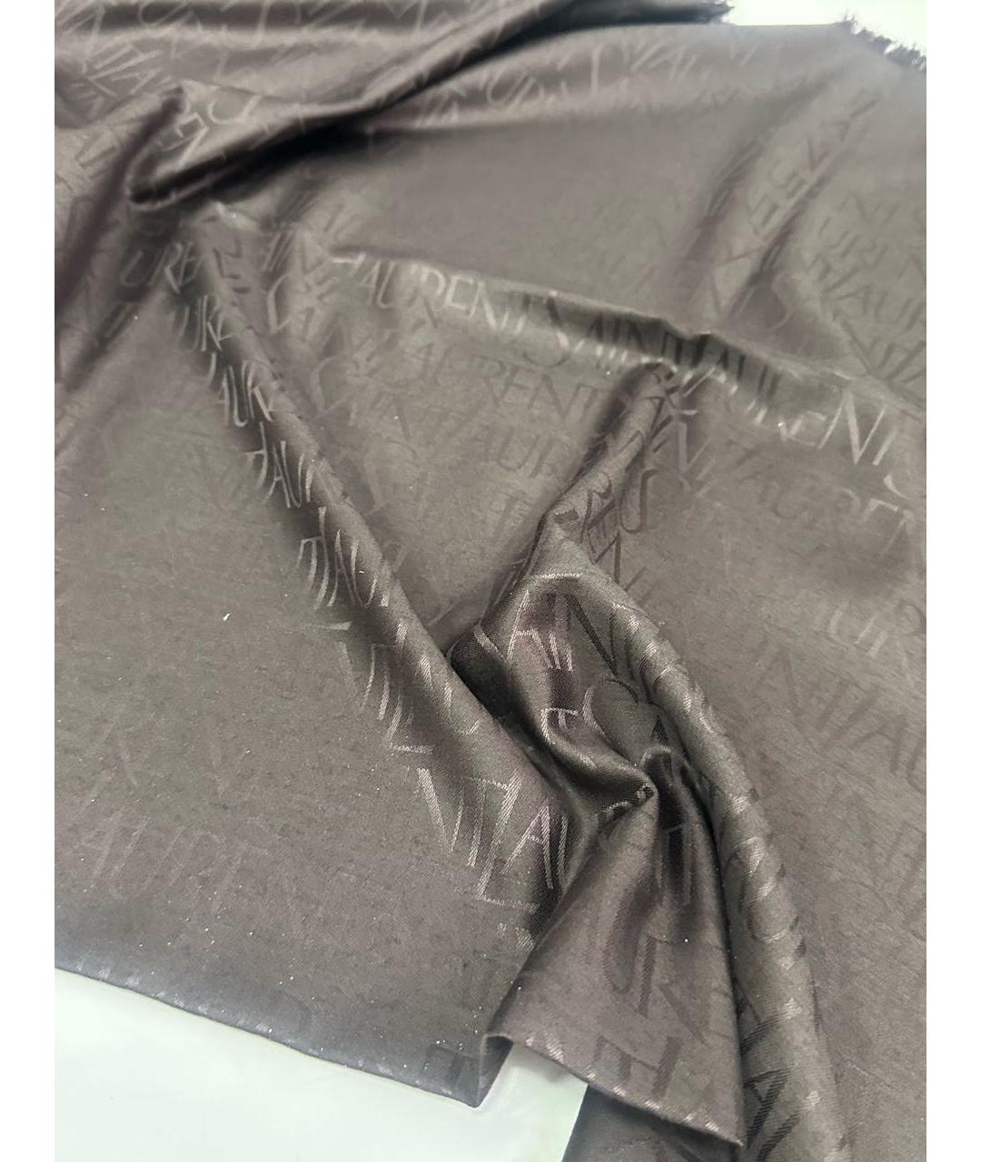 SAINT LAURENT Черный шерстяной платок, фото 6