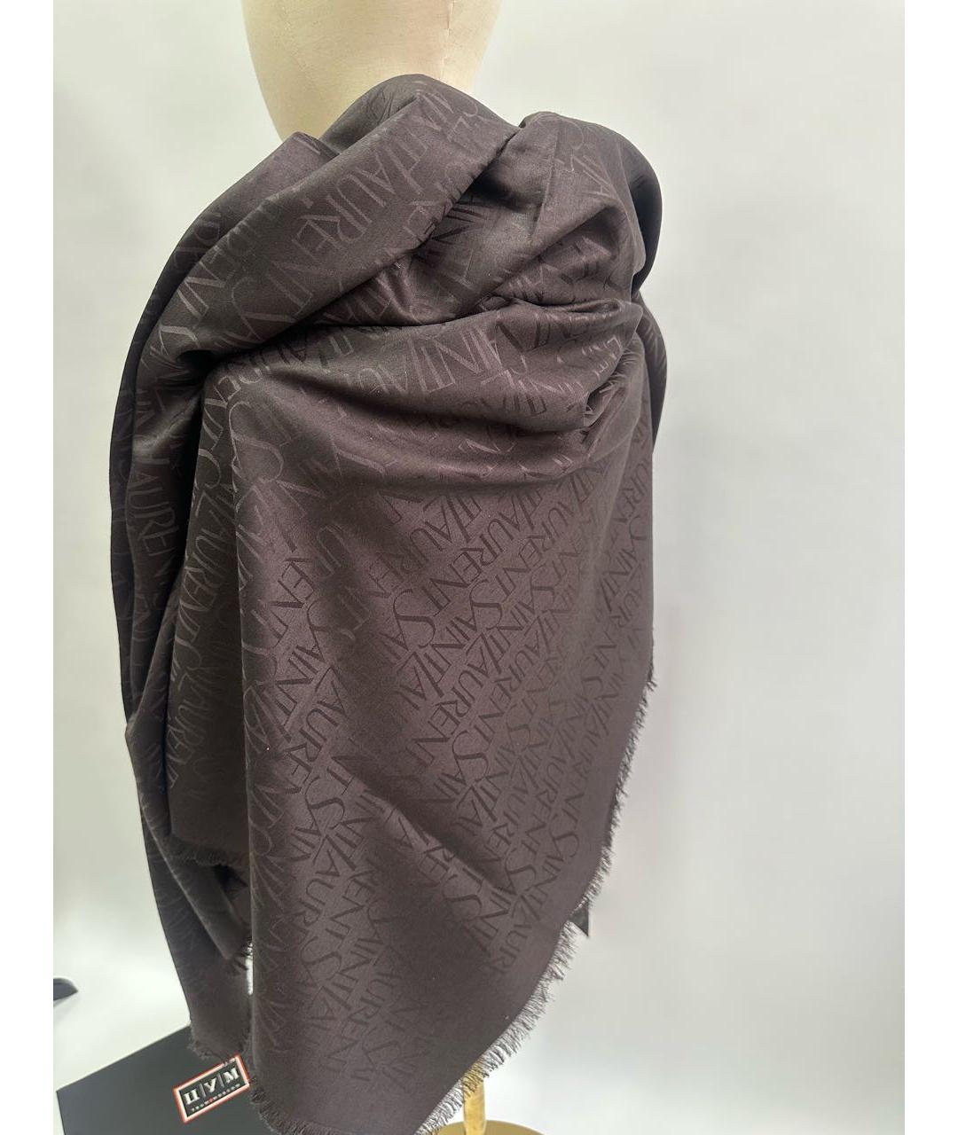 SAINT LAURENT Черный шерстяной платок, фото 5