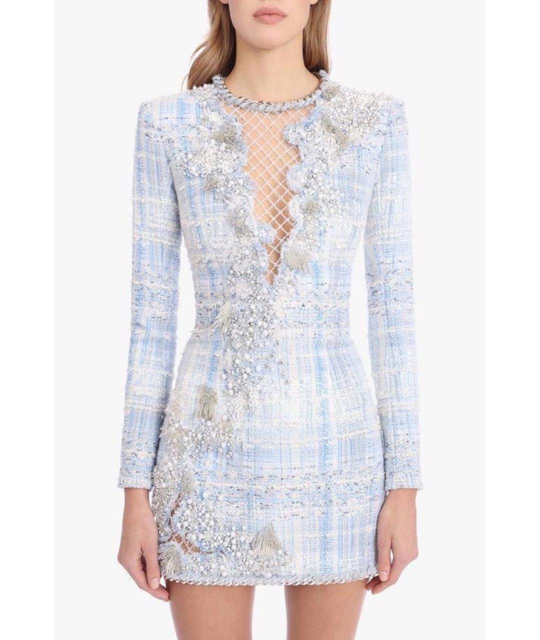 BALMAIN Голубое хлопковое вечернее платье, фото 4