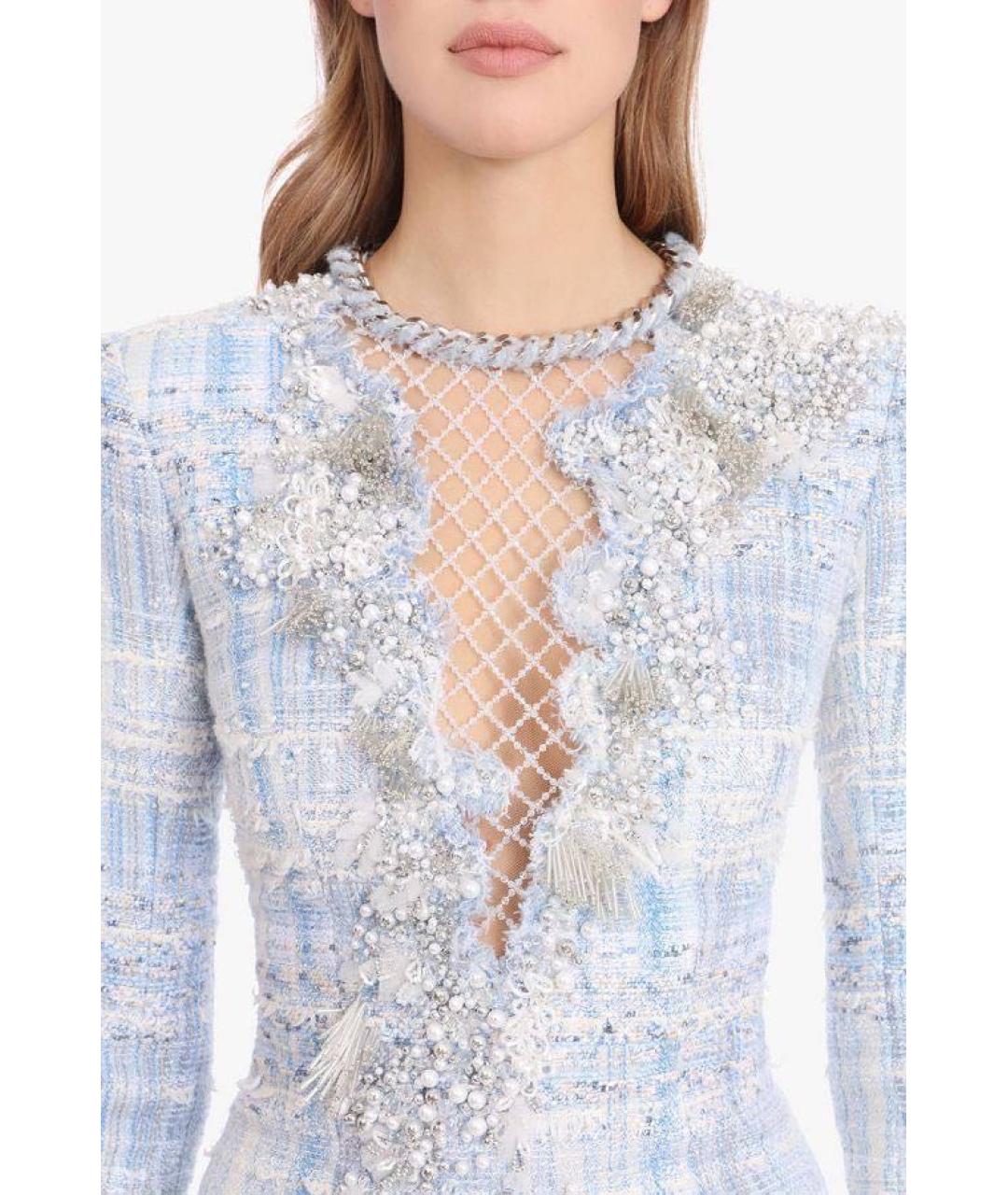 BALMAIN Голубое хлопковое вечернее платье, фото 5