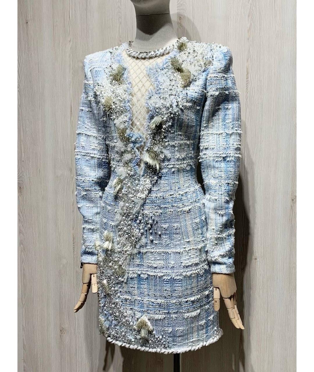 BALMAIN Голубое хлопковое вечернее платье, фото 3