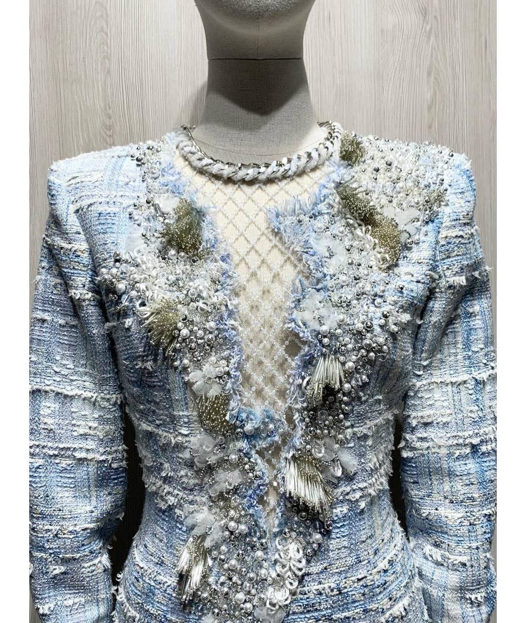 BALMAIN Голубое хлопковое вечернее платье, фото 2