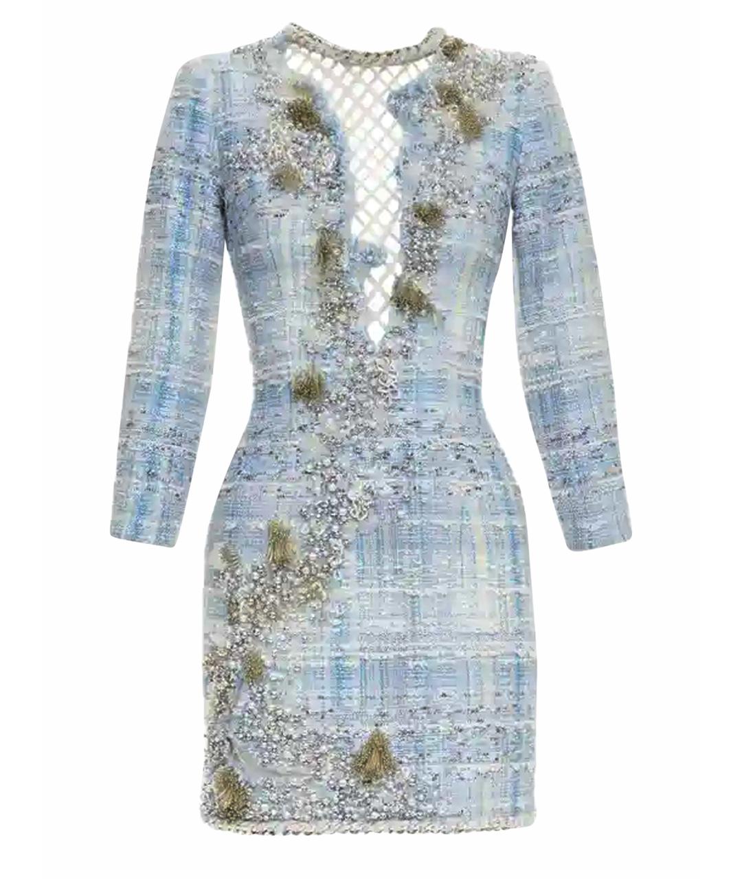 BALMAIN Голубое хлопковое вечернее платье, фото 1