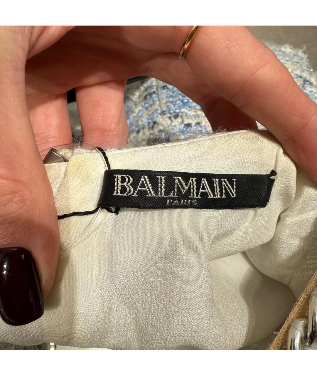 BALMAIN Голубое хлопковое вечернее платье, фото 7