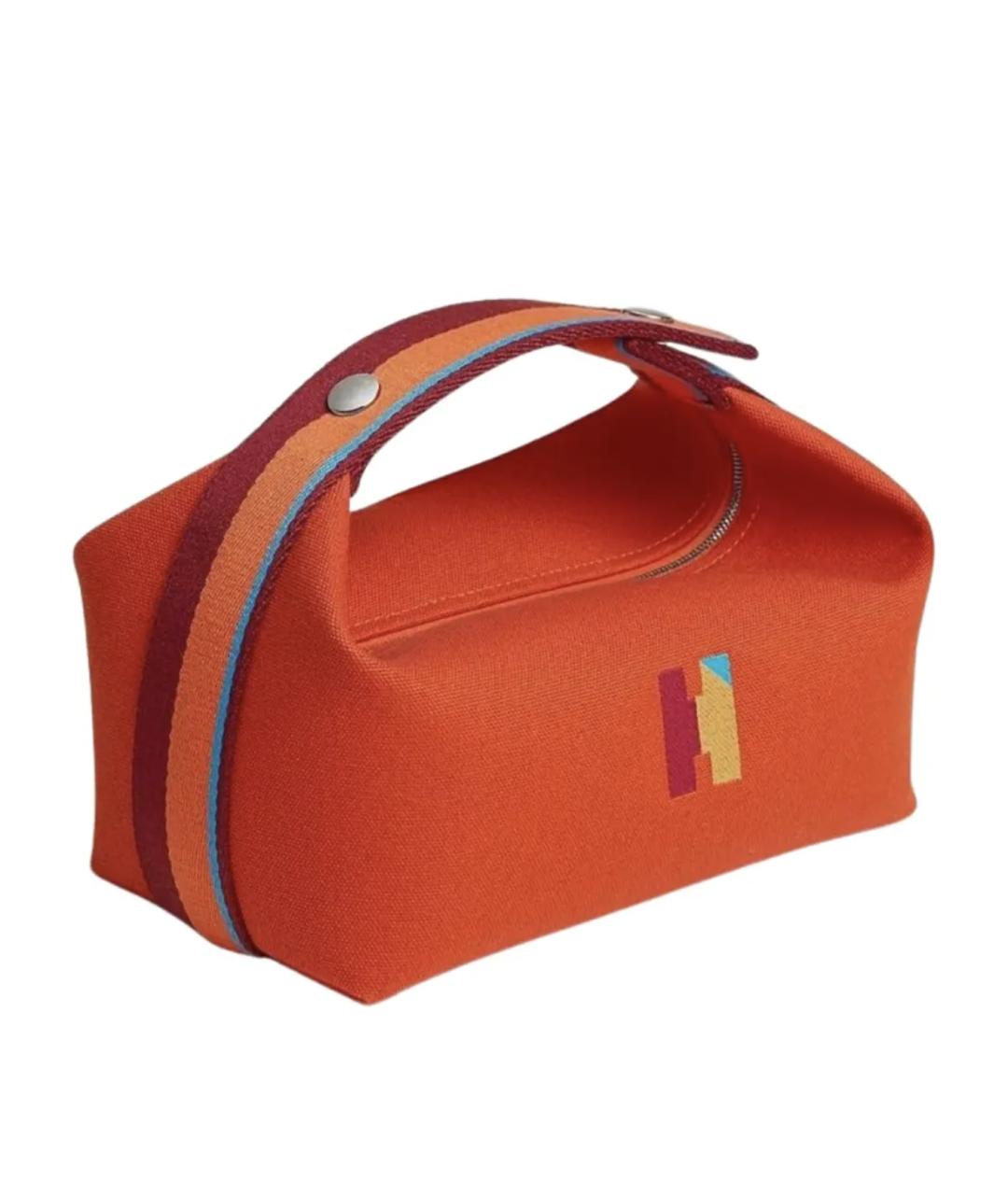 HERMES Оранжевая хлопковая косметичка, фото 2