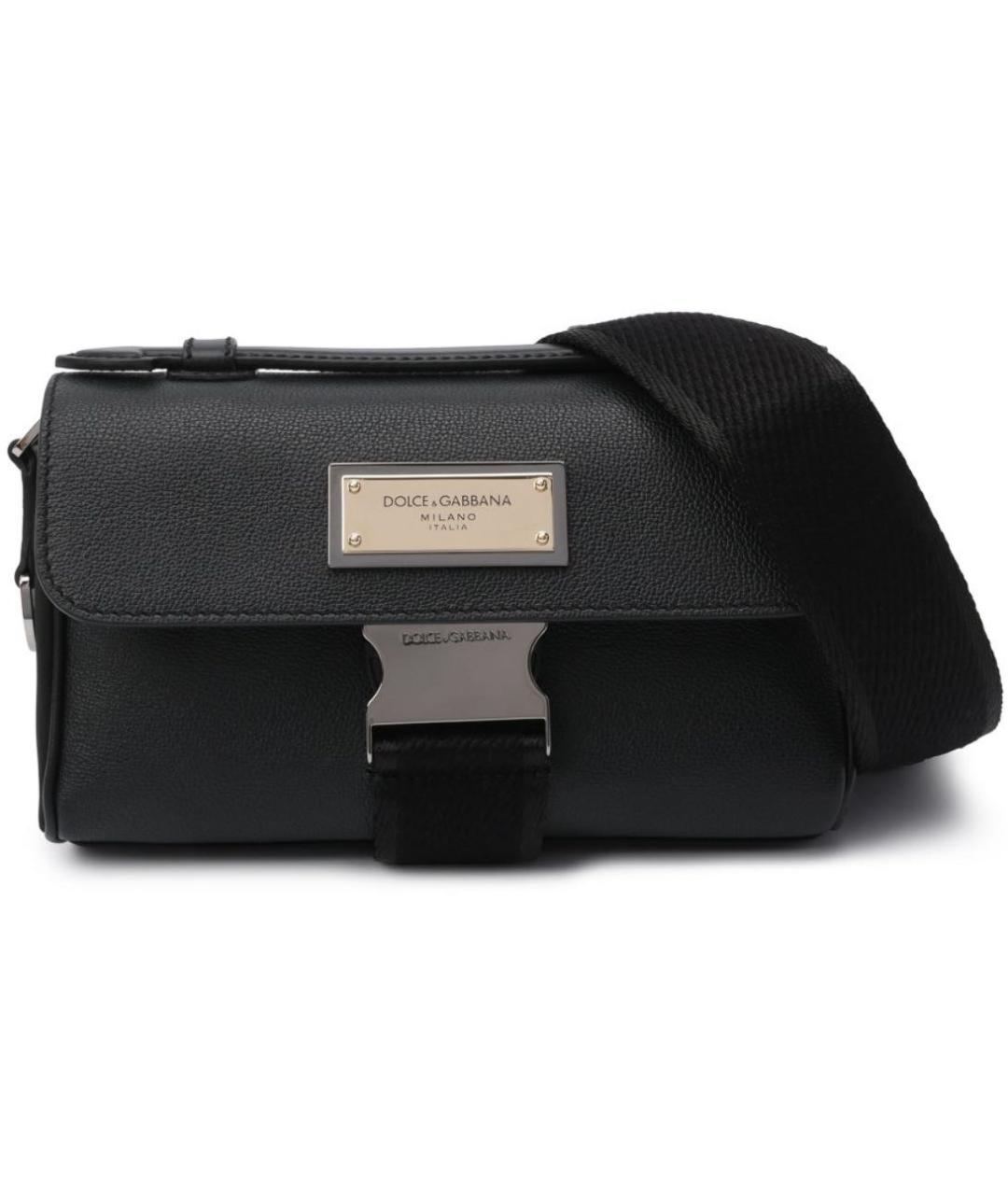 DOLCE&GABBANA Черная кожаная сумка на плечо, фото 1