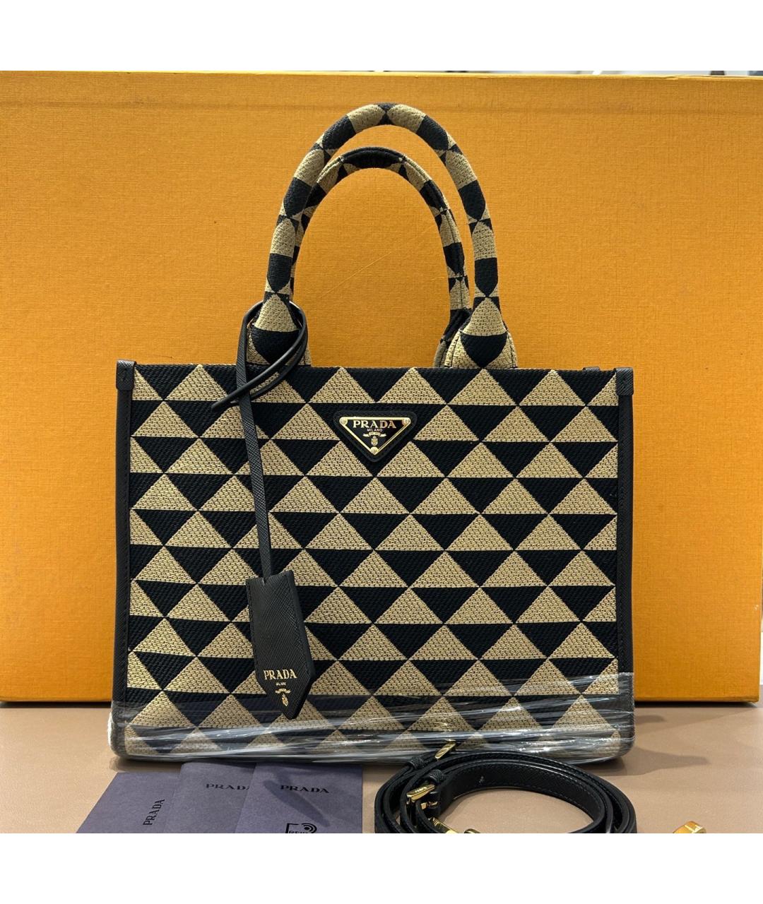 PRADA Черная тканевая сумка тоут, фото 5