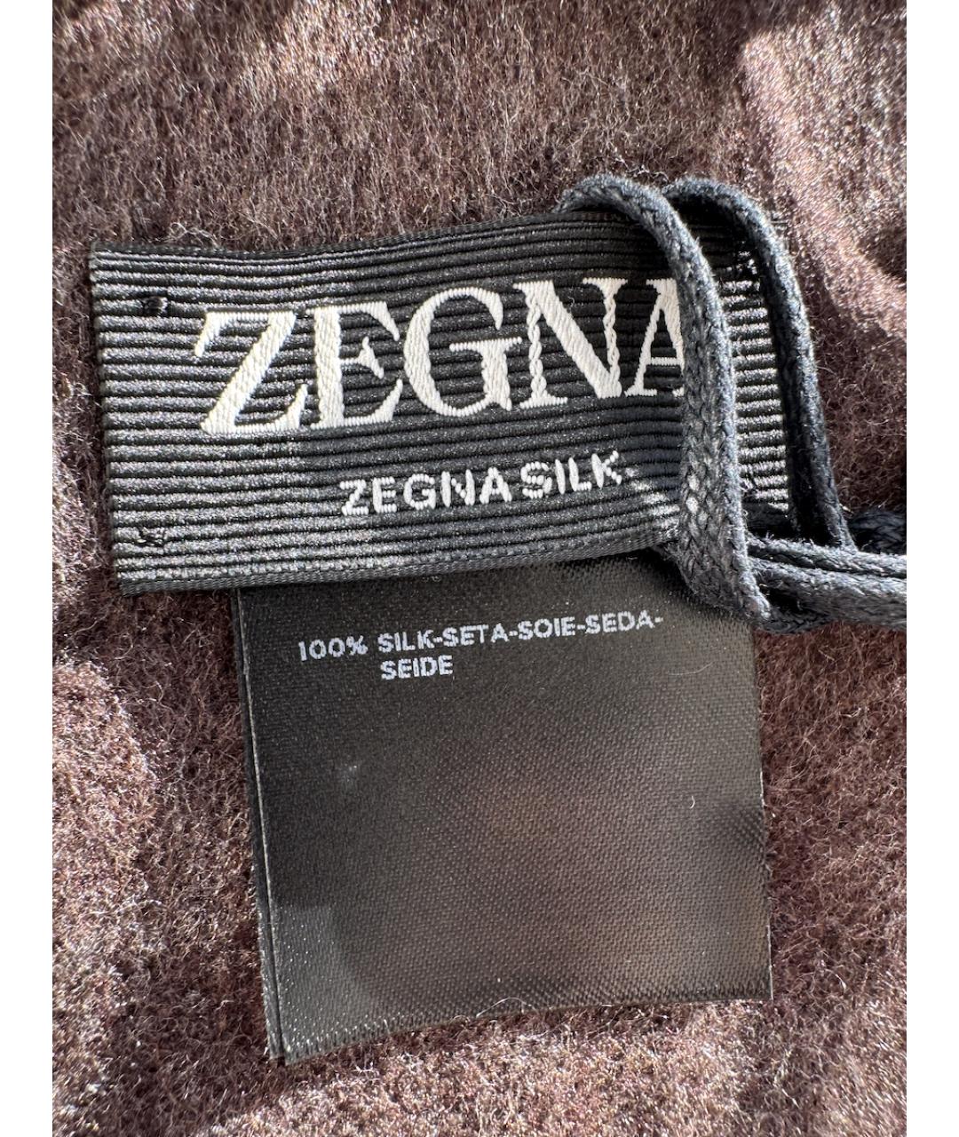 ZEGNA Коричневый шелковый шарф, фото 3