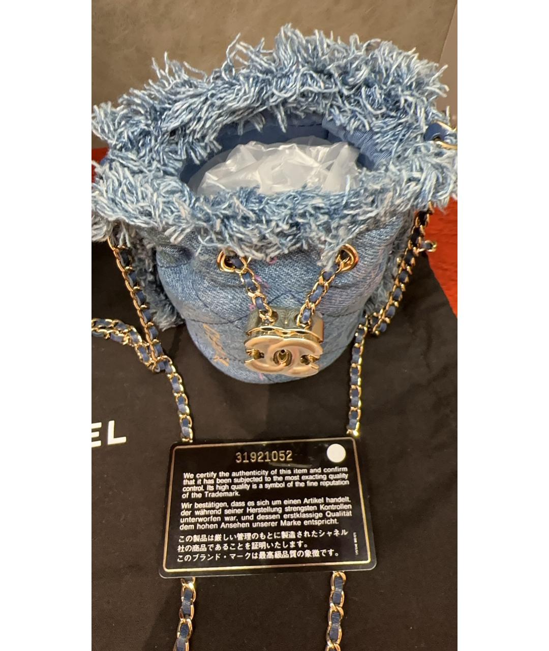 CHANEL Голубая деним сумка через плечо, фото 3