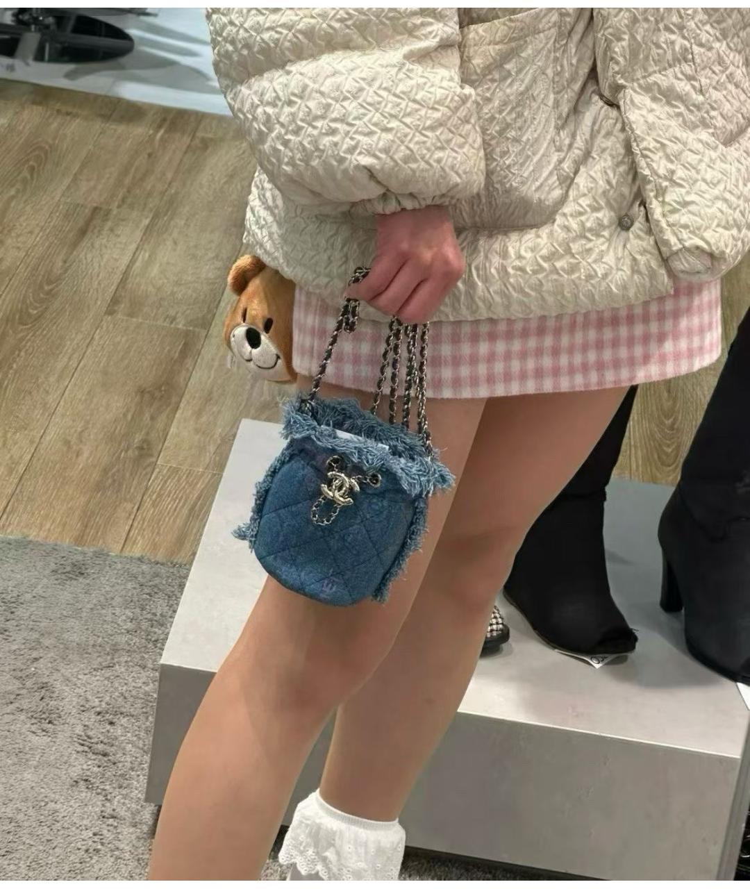 CHANEL Голубая деним сумка через плечо, фото 7