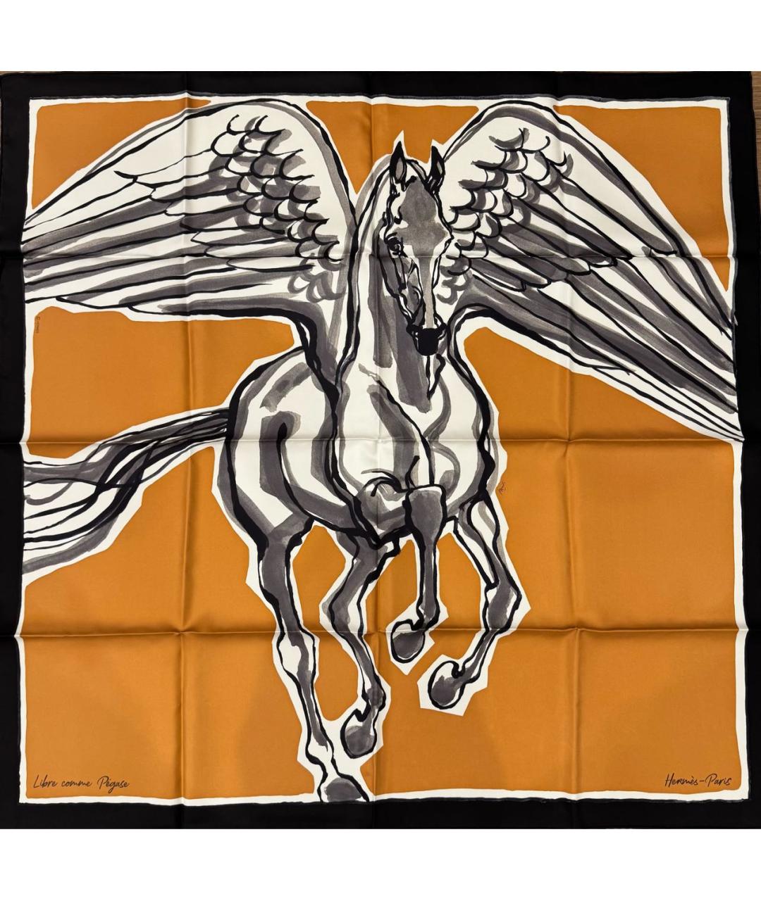 HERMES Коричневый шелковый платок, фото 1