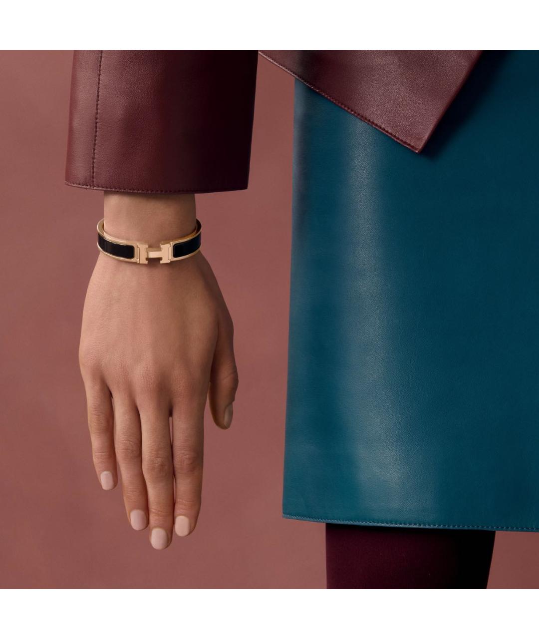 HERMES Черный металлический браслет, фото 5