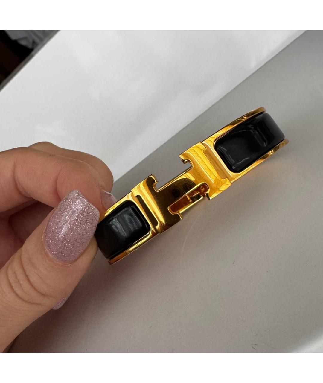 HERMES Черный металлический браслет, фото 7