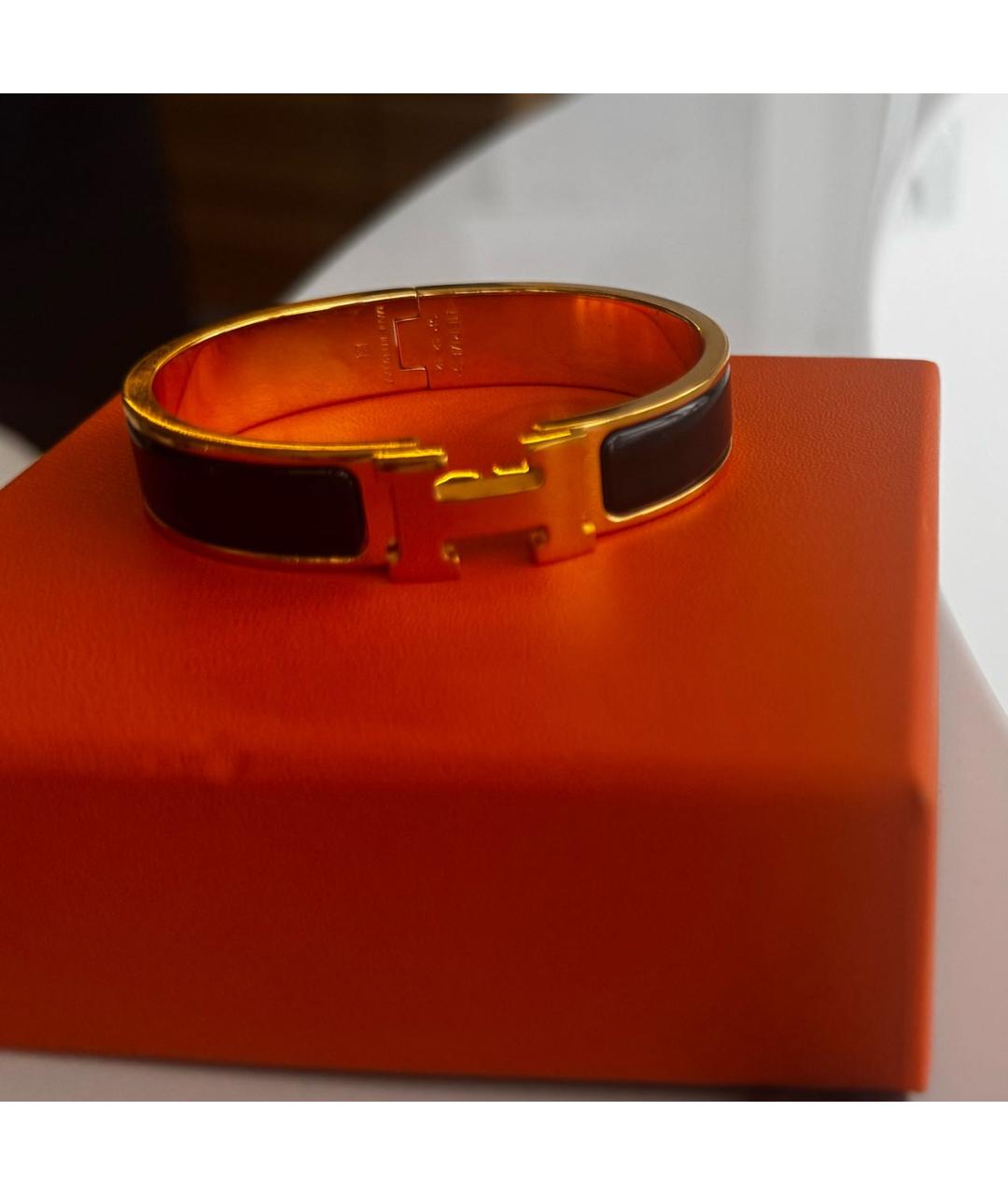 HERMES Черный металлический браслет, фото 8