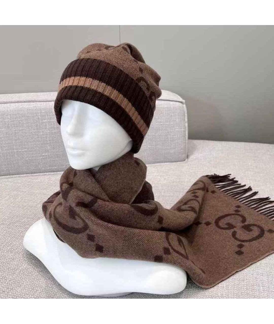 GUCCI Коричневая кашемировая шапка, фото 6