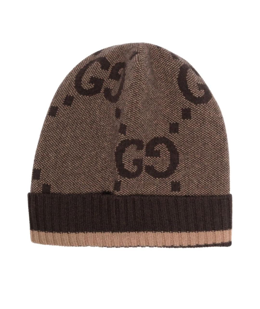 GUCCI Коричневая кашемировая шапка, фото 1