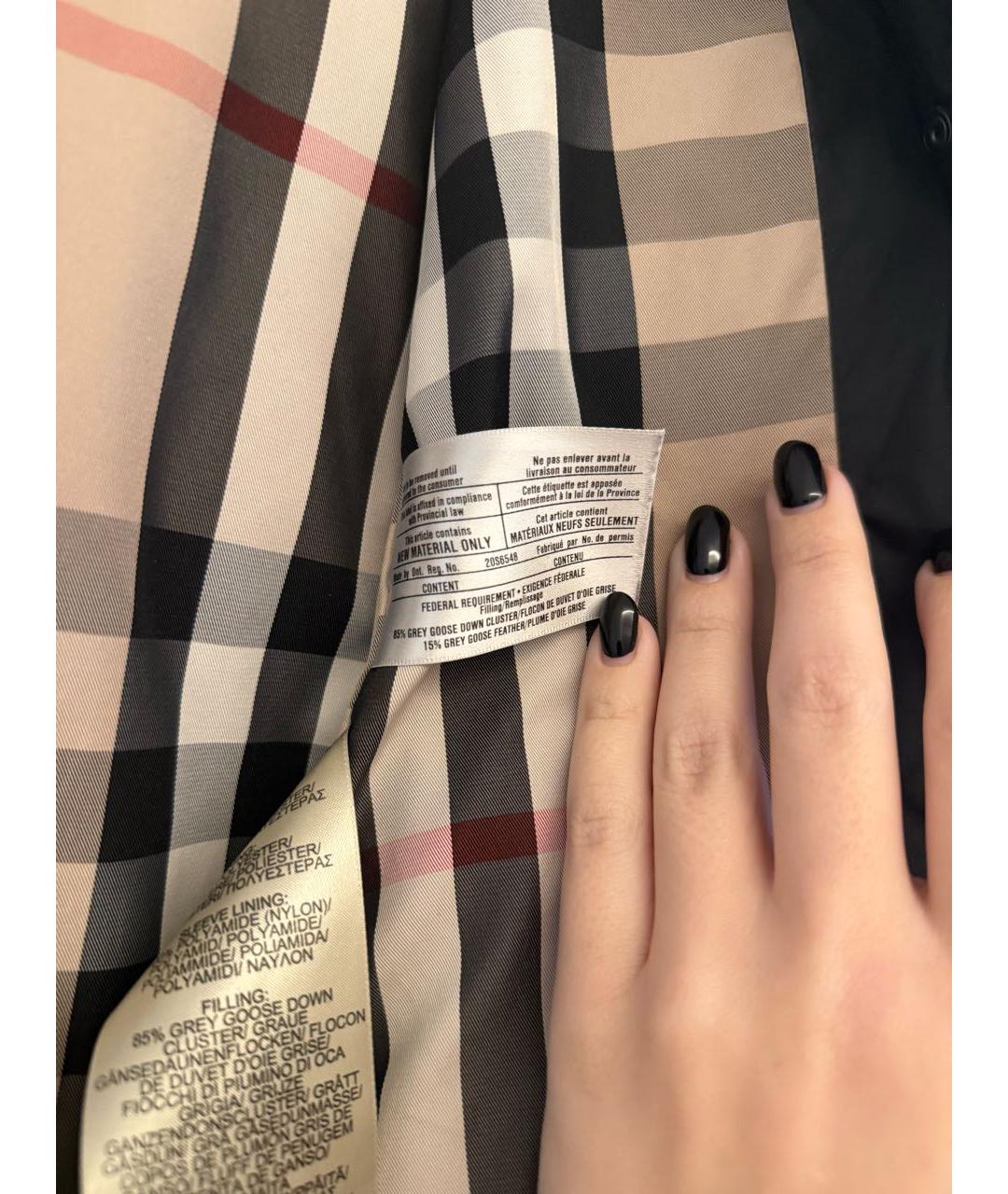 BURBERRY Черный полиэстеровый пуховик, фото 5