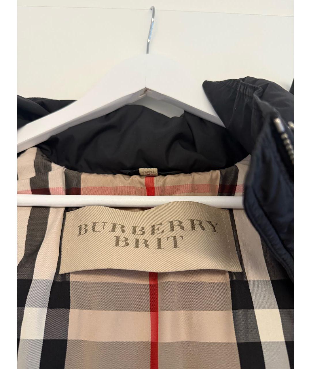 BURBERRY Черный полиэстеровый пуховик, фото 4